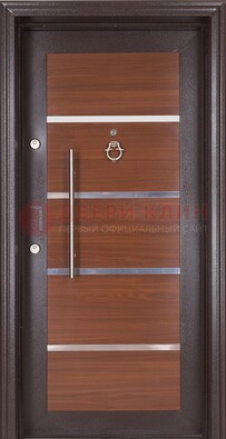 Коричневая входная дверь c МДФ панелью ЧД-27 в частный дом в Дмитрове