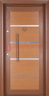 Коричневая входная дверь c МДФ панелью ЧД-33 в частный дом в Дмитрове