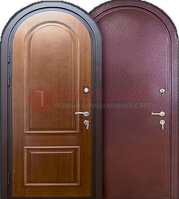 Железная арочная дверь с МДФ внутри ДА-14 в Дмитрове
