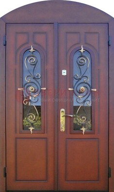 Двухстворчатая стальная дверь Винорит в форме арки ДА-55 в Дмитрове