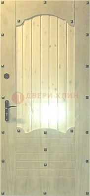 Белая железная дверь с евровагонкой ДЕ-9 в Дмитрове