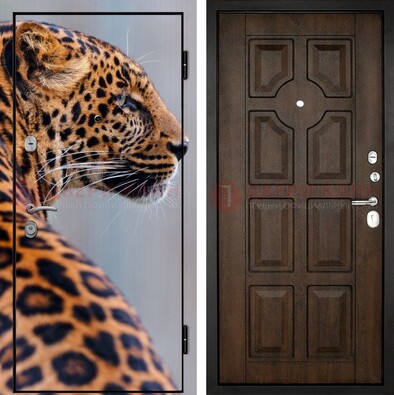 Металлическая дверь с фотопечатью леопарда ДФ-26 в Дмитрове