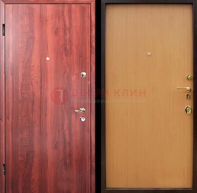 Красная железная дверь с ламинатом ДЛ-3 в Дмитрове