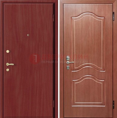 Красная металлическая дверь с ламинатом МДФ внутри ДЛ-8 в Дмитрове