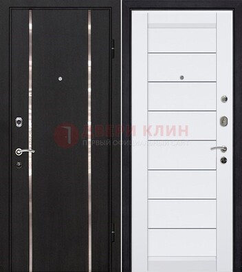 Черная входная дверь с МДФ и декоративными вставками ДМ-143 в Дмитрове