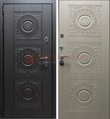 Темная стальная дверь с МДФ ДМ-161 для коттеджа в Дмитрове