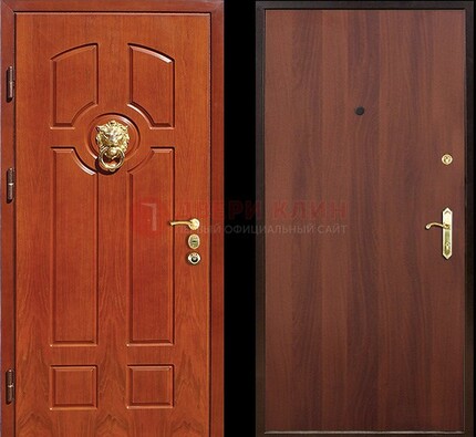 Оранжевая стальная дверь с МДФ ламинат внутри ДМ-18 в квартиру в Дмитрове