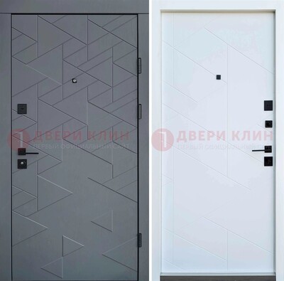 Серая металлическая дверь МДФ с узором  ДМ-224 в Дмитрове