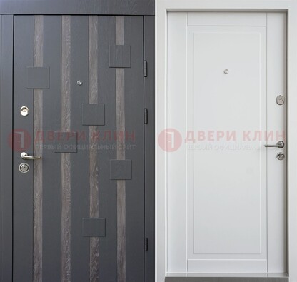 Темная металлическая дверь c белом МДФ внутри ДМ-231 в Дмитрове