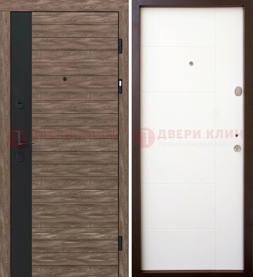 Коричневая входная дверь с черной вставкой МДФ ДМ-239 в Дмитрове