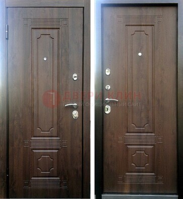 Коричневая металлическая дверь с МДФ ДМ-32 на дачу в Дмитрове