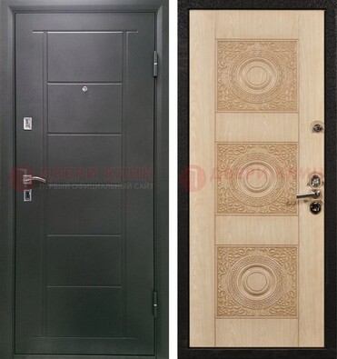 Темная железная дверь с МДФ в квартиру ДМ-344 в Луге