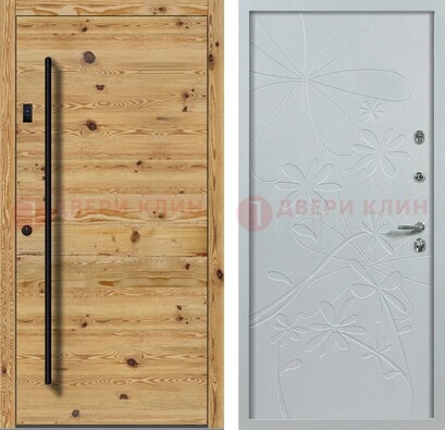 Металлическая дверь с МДФ в светлом цвете ДМ-412 в Дмитрове