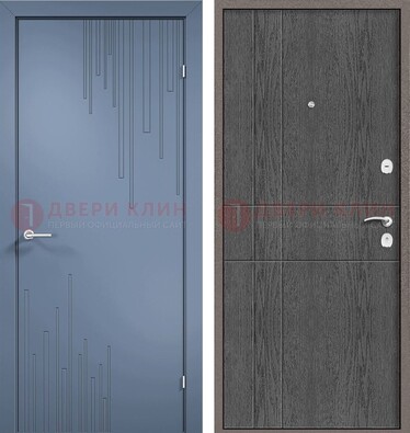 Синяя металлическая дверь МДФ в квартиру ДМ-434 в Дмитрове