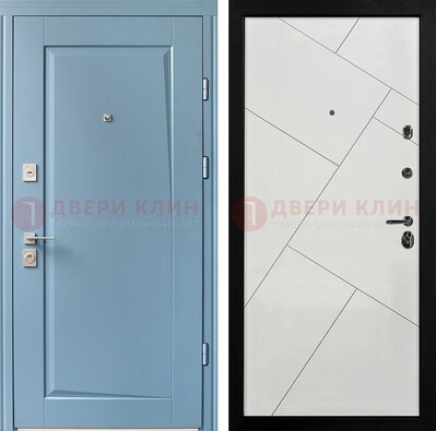 Синяя железная дверь с МДФ панелями ДМ-491 в Дмитрове
