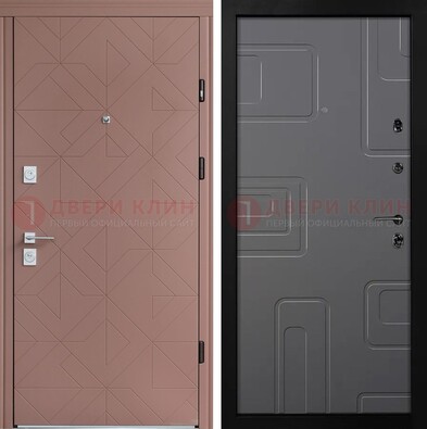 Красная стальная дверь в квартиру с МДФ хайтек ДМ-493 в Дмитрове