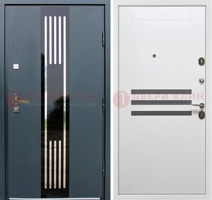 Темная квартирная дверь с разными МДФ ДМ-504 в Дмитрове