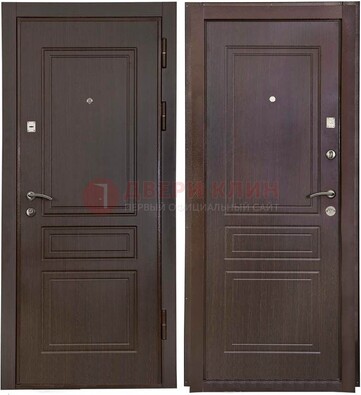 Антивандальная коричневая железная дверь с МДФ ДМ-61 в Дмитрове