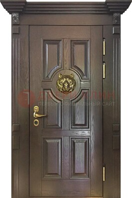 Коричневая металлическая дверь с массивом дуба ДМД-50 в Дмитрове