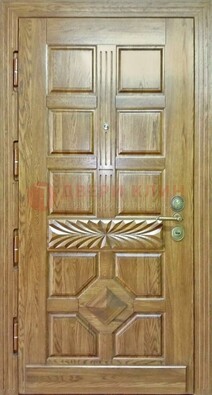 Светлая стальная дверь с массивом дуба и узором ДМД-63 в Дмитрове