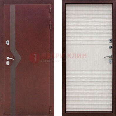 Бордовая металлическая дверь с порошковым напылением ДП-100 в Дмитрове
