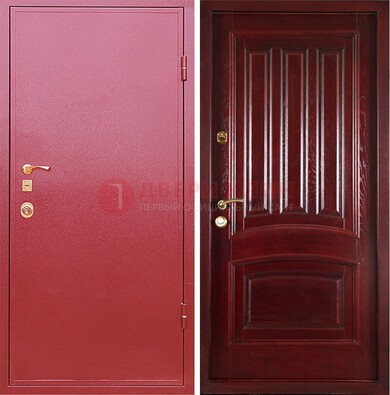 Красная металлическая дверь с порошковым напылением ДП-165 в Дмитрове