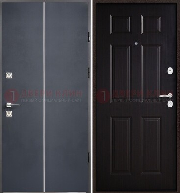 Железная дверь с порошковым покрытием и отделкой Темный орех внутри ДП-211 в Дмитрове
