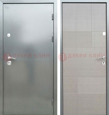 Металлическая серая дверь с порошковым покрытием и серым МДФ внутри ДП-250 в Дмитрове