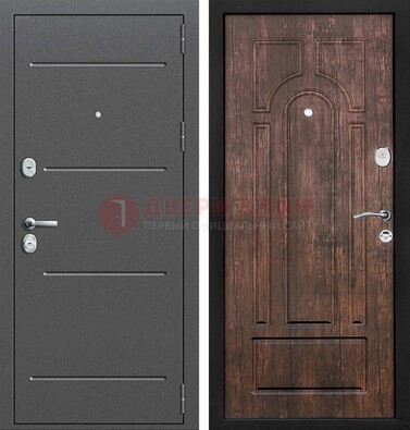 Железная дверь Антик серебро с порошковым напылением и МДФ Тисненый орех ДП-260 в Дмитрове
