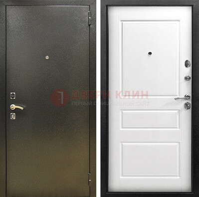 Входная дверь Темное серебро с порошковым напылением и белой МДФ ДП-272 в Дмитрове