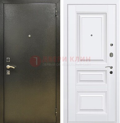 Железная темно-серая дверь с порошковым напылением и белой МДФ ДП-274 в Дмитрове