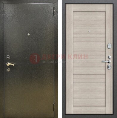 Стальная темно-серая дверь с порошковой отделкой и МДФ панелью ДП-278 в Дмитрове