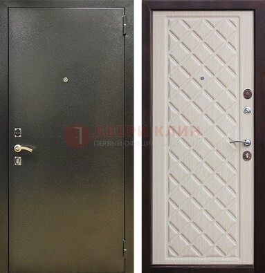 Темно-серая железная дверь с порошковым покрытием и филенчатой МДФ ДП-289 в Дмитрове