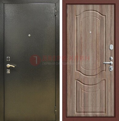 Темно-серая входная дверь с порошковым покрытием и коричневая МДФ ДП-290 в Дмитрове