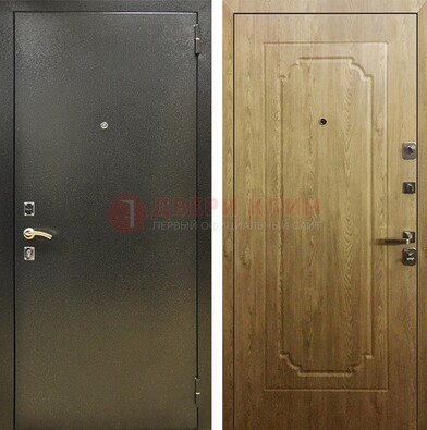 Темно-серая входная дверь с порошковым покрытием и МДФ Золотой дуб ДП-291 в Дмитрове