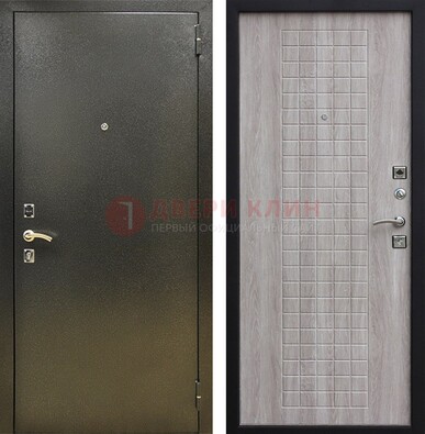 Железная темная дверь с порошковым покрытием и филенчатой МДФ ДП-297 в Дмитрове
