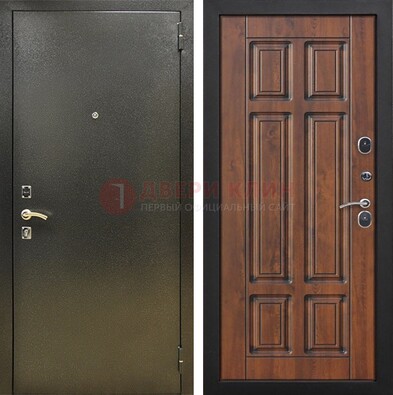 Металлическая входная темная дверь с порошковым напылением и МДФ ДП-299 в Дмитрове