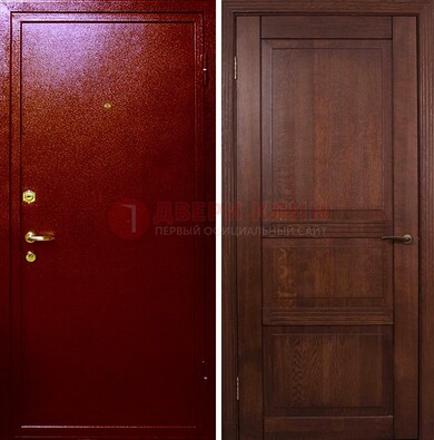 Красная железная дверь с порошковым окрасом ДП-58 в Дмитрове