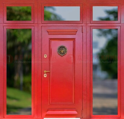 Красная парадная дверь для частного дома ДПР-88 в Дмитрове