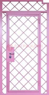 Розовая металлическая решетчатая дверь ДР-15 в Дмитрове