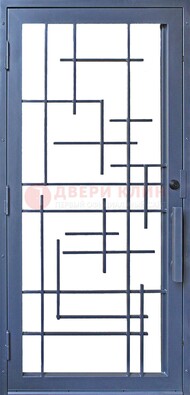 Современная железная решетчатая дверь синяя ДР-31 в Дмитрове
