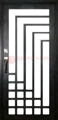 Черная стальная решетчатая дверь в современном стиле ДР-43 в Дмитрове