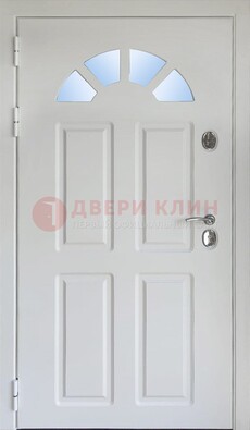 Белая стальная дверь МДФ со стеклом для дома ДС-37 в Дмитрове