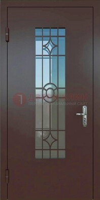 Входная металлическая дверь со стеклом для дома ДС-6 в Дмитрове