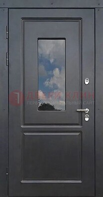 Чёрная металлическая дверь со стеклом ДС-77 в Дмитрове