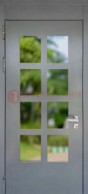 Серая металлическая дверь со стеклом ДС-78 в Дмитрове