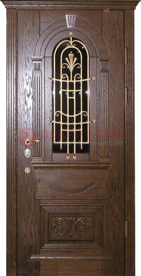 Железная дверь со стеклом и ковкой в классическом стиле ДСК-23 в Твери