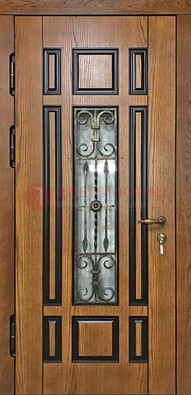 Двухцветная железная дверь Винорит со стеклом и ковкой ДСК-264 в Дмитрове