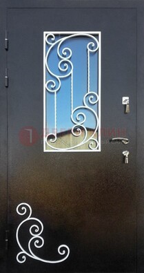Входная дверь Порошок со стеклом и ковкой ДСК-278 в Дмитрове