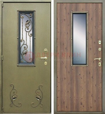 Офисная железная дверь со стеклом и ковкой ДСК-44 в Дмитрове